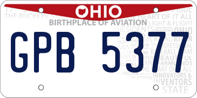 OH license plate GPB5377