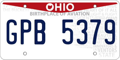 OH license plate GPB5379