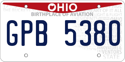 OH license plate GPB5380