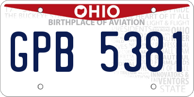 OH license plate GPB5381