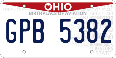 OH license plate GPB5382