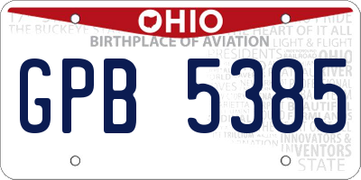 OH license plate GPB5385