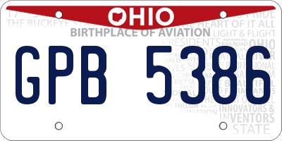 OH license plate GPB5386