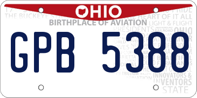 OH license plate GPB5388