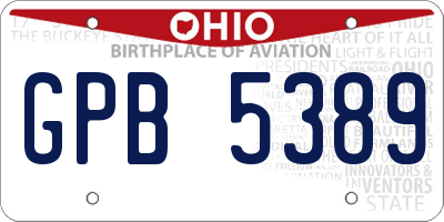OH license plate GPB5389