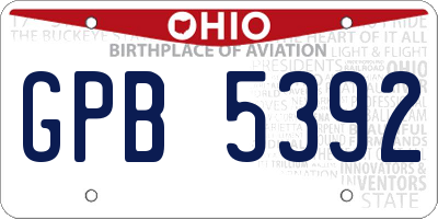 OH license plate GPB5392