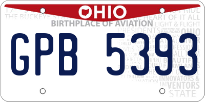 OH license plate GPB5393