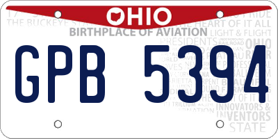 OH license plate GPB5394