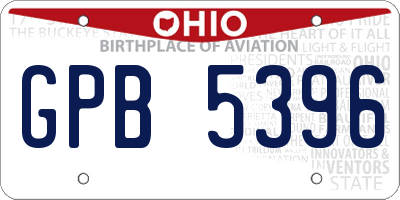 OH license plate GPB5396