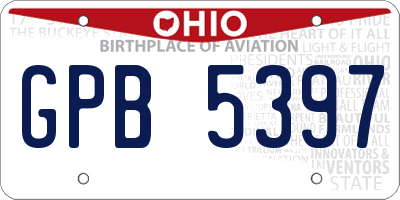 OH license plate GPB5397