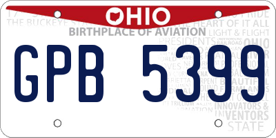 OH license plate GPB5399
