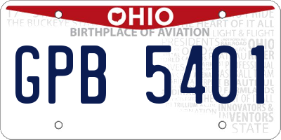 OH license plate GPB5401