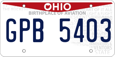 OH license plate GPB5403