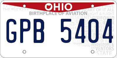 OH license plate GPB5404