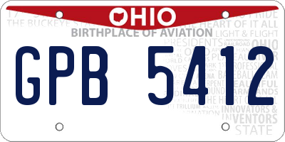 OH license plate GPB5412