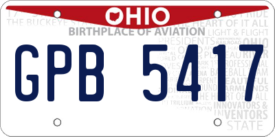 OH license plate GPB5417