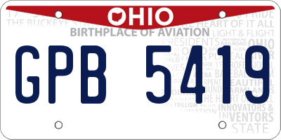 OH license plate GPB5419