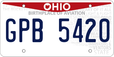 OH license plate GPB5420