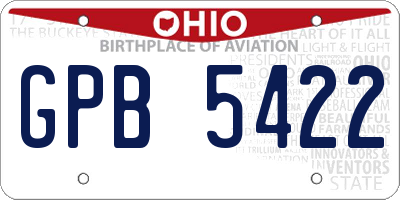 OH license plate GPB5422