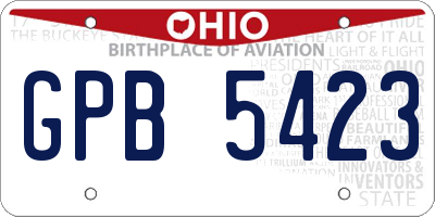 OH license plate GPB5423