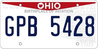 OH license plate GPB5428