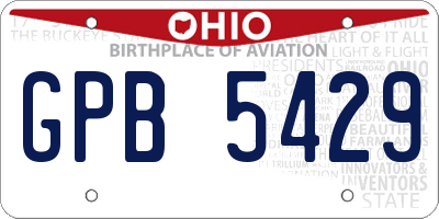 OH license plate GPB5429