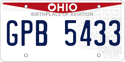 OH license plate GPB5433