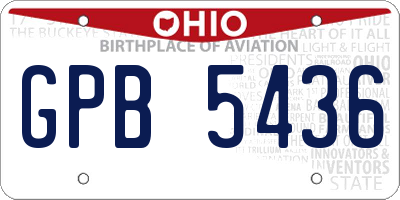 OH license plate GPB5436