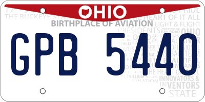 OH license plate GPB5440