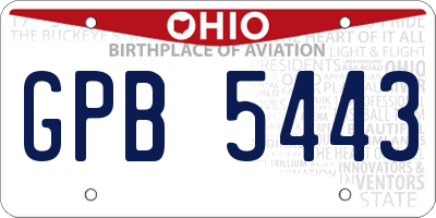 OH license plate GPB5443