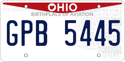 OH license plate GPB5445