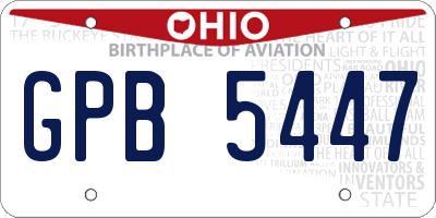OH license plate GPB5447