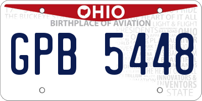 OH license plate GPB5448
