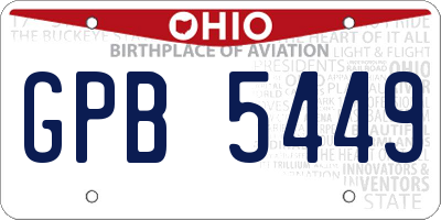 OH license plate GPB5449