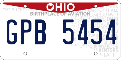 OH license plate GPB5454