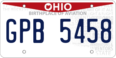 OH license plate GPB5458