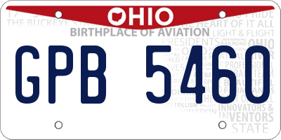 OH license plate GPB5460