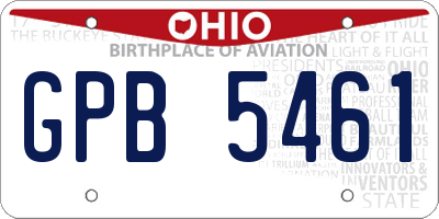 OH license plate GPB5461