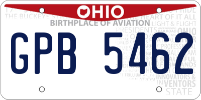 OH license plate GPB5462
