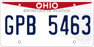 OH license plate GPB5463