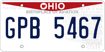 OH license plate GPB5467