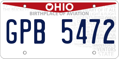 OH license plate GPB5472