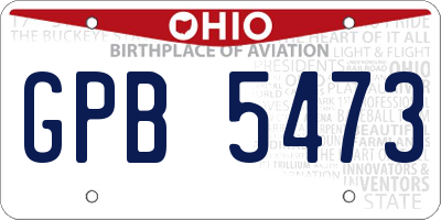 OH license plate GPB5473