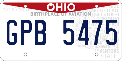 OH license plate GPB5475