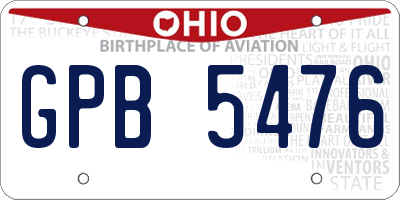 OH license plate GPB5476