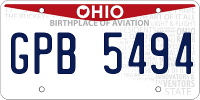OH license plate GPB5494