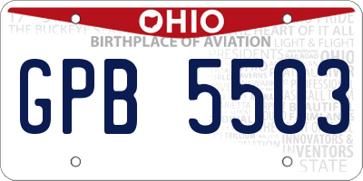 OH license plate GPB5503