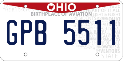 OH license plate GPB5511