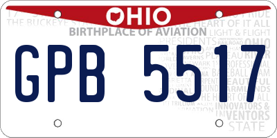 OH license plate GPB5517