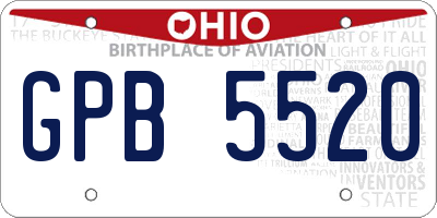 OH license plate GPB5520